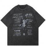 Streetwear Raidžių Grafikos Mar&scaron;kinėliai Medvilniniai Plauti Juodi Mar&scaron;kinėliai Unisex Vir&scaron;ūnės Vasariniai Mar&scaron;kinėliai Trumpomis Rankovėmis S juoda