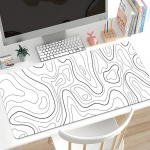 1vnt žaidimų pelės kilimėlis, didelis klaviatūros kilimėlis Topografinis pelės kilimėlis Juodos ir baltos spalvos pelės kilimėlis klaviatūrai 600*300*2mm