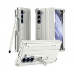 Nematomas stovas Samsung Galaxy Z Fold 6 5 4 3 dėklui, lizdas ra&scaron;ikliui, stilius, stiklinė plėvelė, ekrano lanksto apsaugos dangtelis, stovo laikiklis Samsung Galaxy Z Fold 5 balta