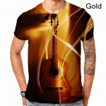 Madingi vyri&scaron;ki/moteri&scaron;ki muzikos bosinės gitaros didžėjaus mar&scaron;kinėliai su juokingais 3D spausdinimo elementais, laisvalaikio stiliaus, trumpomis rankovėmis, S-5XL dydžiai S balta