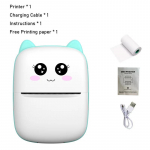 Ne&scaron;iojamas terminis spausdintuvas mini cat print foto ki&scaron;eninis terminis etikečių spausdintuvas 58mm spausdinantis belaidis Bluetooth Android iOS spausdintuvai Other mėlyna