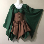 Helovino Cosplay rūmai Viktorijos viduramžių senovinis elfų kostiumas moterims Princess Bandage Kalėdinė Ptachwork vakarėlio suknelė kalėdinė S