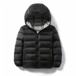 Rudens žiemos lengvo svorio vaiki&scaron;kos striukės su gobtuvu Vaiki&scaron;ki drabužiai berniukams mergaitėms ne&scaron;iojami vėjui atsparūs pūkiniai paltai 170cm juoda