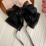 Tinklelis Bowknot Hair Claw Korėjieti&scaron;kas saldus kaspinas lankelis su kuodeliu Moterų mergaičių eleganti&scaron;kas griebtuvas Moteri&scaron;ki galvos apdangalai Plaukų stiliaus aksesuarai juoda