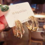 Paprasti grandinėlės auskarai žiedai aukso spalvos metaliniai apvalūs lankeliai madingi apskriti lankeliai i&scaron;skirtiniai auskarai moterims vakarėliams