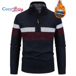 Vyri&scaron;kas megztinis su užtrauktuku su termo pamu&scaron;alu XL juoda