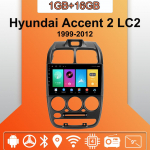 Automobilinis radijas Android Auto Carplay Hyundai Accent 2 LC2 1999-2012 Multimedijos grotuvas Pagrindinis įrenginys Stereo GPS navigacija BT WIFI 1+16GB 1+16GB