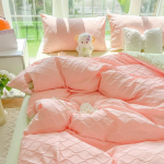 Rombų ra&scaron;to žakardinis pledo užvalkalas Keturių dalių komplektas, Lovos skalbiniai, Vienspalvė paprasta viengulė paklodė Trijų dalių komplektas 1.2m bed