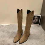 Mada Moteri&scaron;ki Kauboji&scaron;ki Batai Mada Kvadratinis Žemas Kulnas Eleganti&scaron;ki Moteri&scaron;ki Užtraukiami Ilgi Batai Žieminiai Smailianosiai Moteri&scaron;ki Batai 37