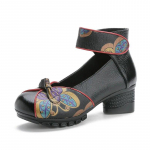 Etninio stiliaus moteri&scaron;ki batai žemakulniai, natūralios odos marginti laisvalaikio mink&scaron;tu padu, patogūs pompos 35 raudona