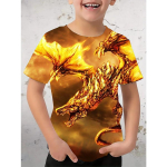 Berniukų mar&scaron;kinėliai su Tyrannosaurus Rex mados tendencija, 3D spausdinti mar&scaron;kinėliai, vaiki&scaron;ki trumpomis rankovėmis, apvalios i&scaron;kirptės, berniukų vasariniai greitai džiūstantys drabužiai 170