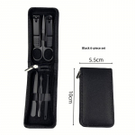 6 dalių nerūdijančio plieno nagų kirpimo ma&scaron;inėlių rinkinys, manikiūro įrankiai su ausų &scaron;auk&scaron;tu nagų priežiūros rinkiniu Zipper Set of 6-Black