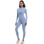 Nessaj Užtrauktukas Fitness Jumpsuit Body Training Jogos Kombinezonas Moterų sporto salės &scaron;okių vientisas kostiumas Seksualus Push Up sportinis kostiumas M mėlyna