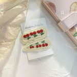 2 vnt. Sweet Girl Siuvinėjimo plaukų segtukas, nėrinių &scaron;oninis segtukas Mielas plaukų papuo&scaron;alas pastoracinio stiliaus vaisių ra&scaron;tų galvos apdangalai cherry