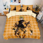 Anime JoJo Keista patalynės komplektas, Nuotykių Jotaro Kujo patalynės komplektas, JoJo antklodės užvalkalas pagalvės užvalkalas lovai Vaikams Suaugusiems 150x200cm 3pcs orange