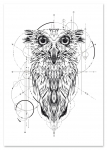 Plakat portret sowa geometria 21x29,7 cm A4