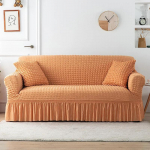 Sofos užvalkalas su sijonu Lengvai pritvirtinamas sofos užvalkalas svetainei Sofos užvalkalas Plaunamas, labai elastingas, patvarus Seersucker audinys 1 Seater