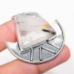 Black Rutile Handmade 925 Sterling Silver Jewelry Pendant 2.01 d7z12