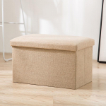 Daugiafunkcinis medvilnės ir lino sulankstomas sandėliavimo pufas, maža sofa ir žaislų dėžė, batų spintelė svetainei 25x25x25 cm chaki
