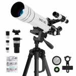 Astronominis teleskopas 150x ar didesnio didinimo astronominiams stebėjimams, puikiai tinkantis, leidžiantis pamatyti kraterius ir komplektuojamas su