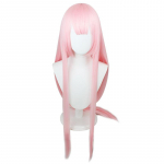 Anime DARLING su FRANXX 02 Cosplay peruku Zero Two Perukai 100 cm ilgio rožiniai sintetiniai plaukai Perucas Cosplay perukas + peruko kepurė + plaukų segtukas One Size