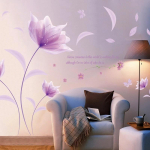 Romanti&scaron;kos purpurinės gėlės Sieniniai lipdukai Love Living Room Miegamasis namų dekoravimui Meno lipdukai Fono lipdukai Tapetų apdaila