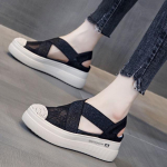 Moteri&scaron;kos retro stiliaus siuvimo tinklelio plok&scaron;čiapadžiai vasariniai batai madingi sandalai, moteri&scaron;ki elastiniai tvarsčiai, laisvalaikio platformos basutės, batai 39