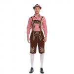 Vyri&scaron;kas bavari&scaron;kas Oktoberfest kostiumas - languoti mar&scaron;kiniai ir kelnės su petne&scaron;omis XXL ruda