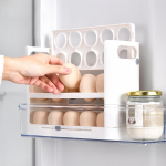 Apverčiamas trijų sluoksnių kiau&scaron;inių laikiklis: Dėžutė 30 kiau&scaron;inių laikymui virtuvei ir &scaron;aldytuvui PP Egg Rack balta