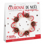 Kit cr&eacute;atif - GRACRE - Couronne de No&euml;l - 25 cm - Pompons rouges - D&eacute;coration int&eacute;rieure raudona