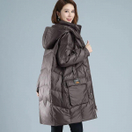 Žieminė parka moterims ilga striukė su kapi&scaron;onu, nuimama, pa&scaron;iltinta, laisva, užsegama užtrauktuku, su ki&scaron;enėmis, &scaron;ilta, sniego apranga, moteri&scaron;kas pūkinis paltas XXXXXL kava