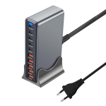695W GaN daugiafunkcinis įkroviklis su USB-C, greituoju įkrovimu, PD didelės galios stalinė įkrovimo stotelė. AU Plug sidabro pilka spalva