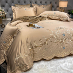 Europieti&scaron;kas 4 dalių 100% medvilnės patalynės komplektas su ledo &scaron;ilko antklodės užvalkalu - prabangi vestuvinė patalynė 1.8m Flat Sheet Set: Duvet Cover 200*230