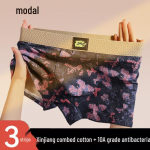 Modal Men's Antibacterial Butterfly Print Boxer Briefs L