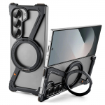 Oatsbasf magnetinis telefono dėklas, skirtas Samsung Galaxy Z Fold 6 5, metalinis plonas apsauginis dangtelis su 360&deg; besisukančiu laikikliu Galaxy Z Fold5 juoda
