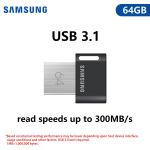 SAMSUNG 128GB Mini USB atmintinė U Disk USB 3.1 Flash Drive FIT Plus 256GB Pendrive 64G 512G Metalinis USB 3.2 400MB/s Didelio greičio atmintinė Saugojimo įrenginys &middot;64GB