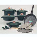 Donnor 18 dalių nelipnus maifan akmens indų rinkinys su aliuminio dangčiais 18-piece set žalia