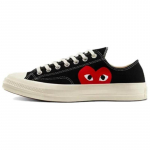 CDG Play x Converse Chuck 70 Plus Apvalus priekis Suvarstomi Klasikinis Patogumas Amortizuojantys Dilimą Žemi Drobės Batai Unisex Juodi ir Raudoni 39