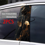 2 pieces, B-pillar car stickers Black, rose, leaves Protective film, suitable for all vehicle models 2pcs