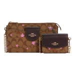 Coach Poppy 21 Klasikinis monogramos Disco žvaigždės ra&scaron;to grandinėlės motinos krep&scaron;ys Drobės odos peties krep&scaron;ys Mažas moteri&scaron;kas peties krep&scaron;ys Chaki C7288-IME7V Basic Set (Bag+Dust Bag)