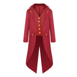 Vaikų berniukų &bdquo;steampunk&ldquo; striukė, gotikinis frakas, kostiumas smokingas piratas 8&ndash;12 m. XS red