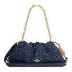Coach Faye 38 Klasikinis monogramos logotipas Užtraukiamas rai&scaron;teliu Nuimamas peties dirželis Džinsinis pirkinių krep&scaron;ys Didelis moteri&scaron;kas pirkinių krep&scaron;ys Indigo CDB97-IMTYV Basic Set (Bag+Dust Bag)
