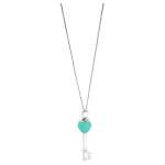 Tiffany & Co. &Scaron;irdies formos raktelio pakabukas Sidabrinė megztinio grandinėlė 925 svarų sidabras Emailio karoliai Unisex karoliai T953841 Box