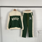 RHUDE Unisex spalvų blokų vilnos pamu&scaron;alo laisvalaikio komplektas: Pusės užtrauktuko vir&scaron;utinė dalis ir sportinės kelnės Medium gray