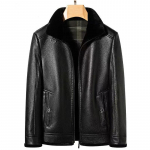 Natūralios odos vyri&scaron;ka striukė žieminė aksominė sustorėjusi auksinė audinė aksominė karvės odos striukė Atvartas Kailio vientisa vyri&scaron;ka striukė M juoda