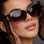 Cat Eye Gradient Madingi akiniai nuo saulės moterims Vintage Shades UV apsaugos akiniai, skirti žygiams lauke juoda