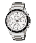 Casio Vyri&scaron;kas nerūdijančio plieno 100M atsparus vandeniui analoginis kvarcinis laikrodis EFR-526D-7AV balta