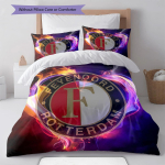 Feyenoord logotipas Kilimo ra&scaron;tas Patalynės komplektas (antklodė ir užvalkalas, pagalvės užvalkalas) Namų dekoracija Gimtadienio dovana (1 * antklodės užvalkalas + 2 * pagalvės užvalkalai, be &scaron;erdies) 135x200cm