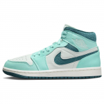 Air Jordan 1 Mid SE I&scaron;blukęs turkio spalvos moteri&scaron;ki kedai Mėlyni, vos žali, kreminiai DZ3745-300 38 white