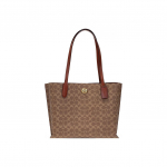 Coach Willow 34 Monogram Daug talpos dengto drobės ir ver&scaron;io odos rankinė moterims Rankinės Rudos spalvos C0693-B4NQ4 Basic Set (Bag+Dust Bag)